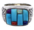 Silver Multicolor Inlay Southwestern Ring Size 7-1/2 CX50048